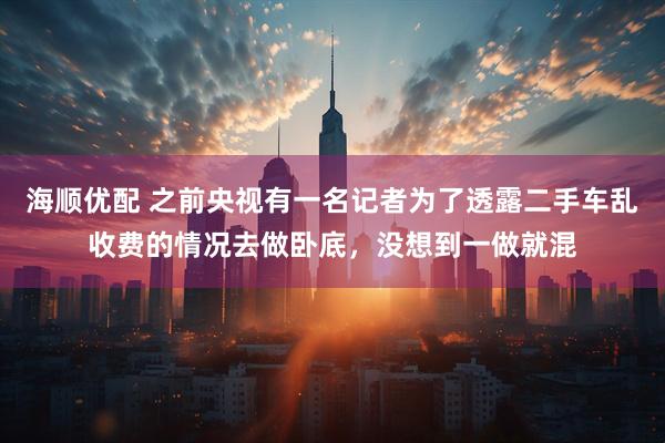 海顺优配 之前央视有一名记者为了透露二手车乱收费的情况去做卧底,没想到一做就混