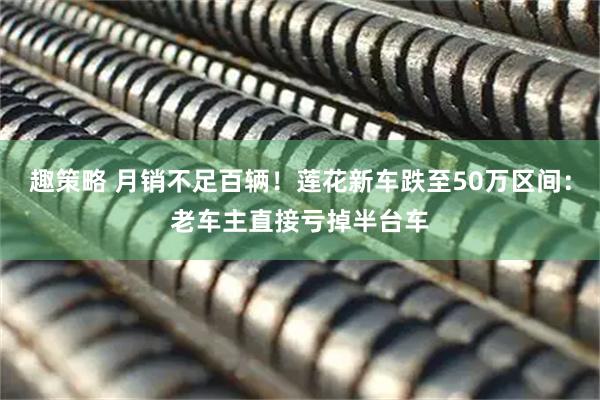 趣策略 月销不足百辆！莲花新车跌至50万区间：老车主直接亏掉半台车