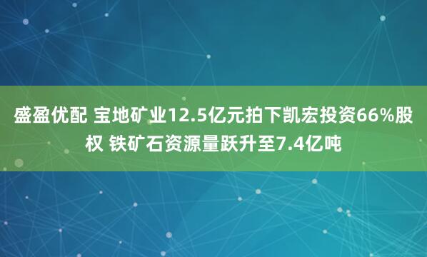 盛盈优配 宝地矿业12.5亿元拍下凯宏投资66%股权 铁矿石资源量跃升至7.4亿吨