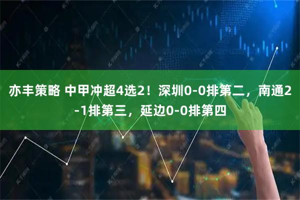 亦丰策略 中甲冲超4选2！深圳0-0排第二，南通2-1排第三，延边0-0排第四